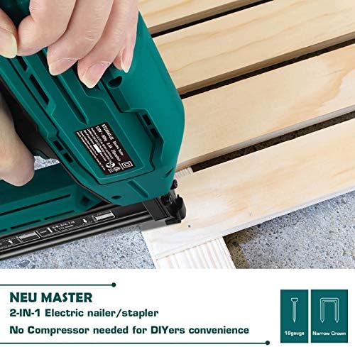 Electric Brad Nailer, NEU MASTER NTC0040 Electric Nail Gun/Staple Gun for Upholstery, Carpentry and Woodworking Projects