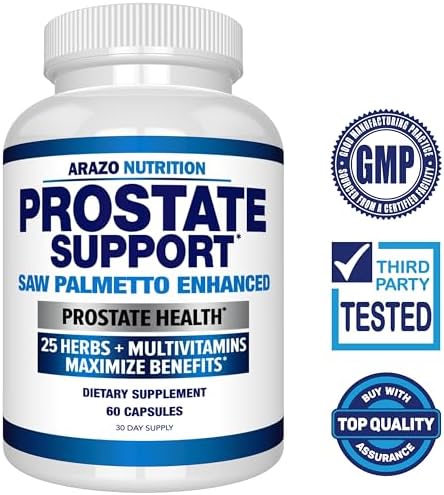 Arazo Nutrition Prostate Supplement - Saw Palmetto + 25 Herbs - Reduce Frequent Urination, Reduce Hair Loss