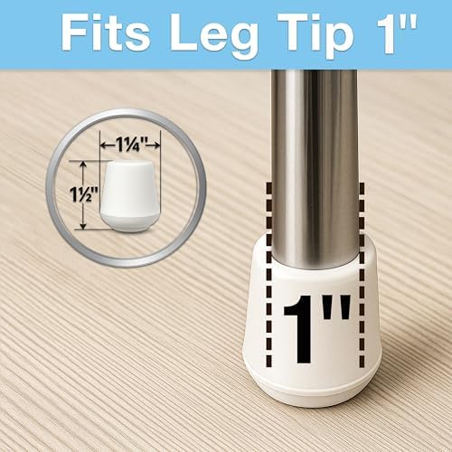 SoftTouch 7/8" Round Non-Marking Rubber Slip-On Chair Leg Tips, Nonslip Protective Furniture Leg Caps for Chairs, Stools, and Tables on Hard Surfaces, Set of 4, Black