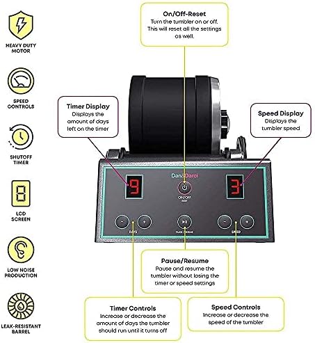 Dan&Darci Advanced Professional Rock Tumbler Kit - with Digital 9-Day Polishing Timer & 3 Speed Settings - Turn Rough Rocks into Beautiful Gems :