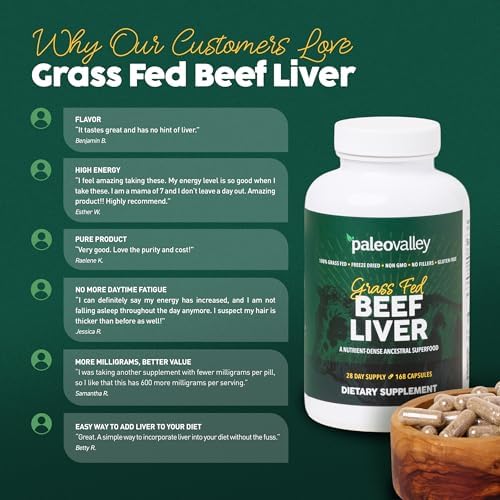 Paleovalley 100% Grass Fed Organ Complex, Beef Liver, Heart and Kidney | Whole Food Multivitamin, Vitamin B12 Supplement, Nutrient Dense Superfood, Freeze Dried, Pasture Raised, Ancestral Nutrition