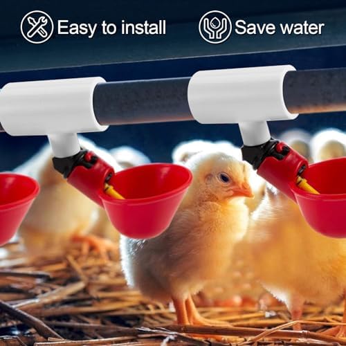 MEWTOGO 20 Pcs Chicken Waterer PVC Pipe Tee Fittings for Large Chicken Coop