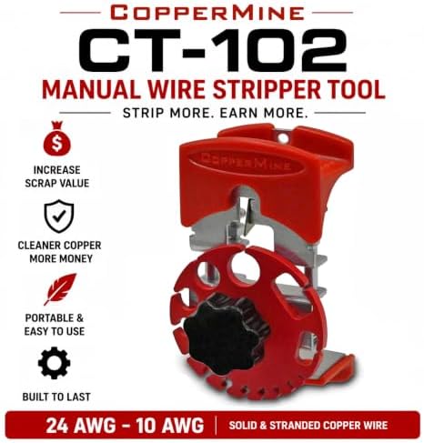 CopperMine CT-102 Manual Copper Wire Stripper Tool, Portable Handheld Wire Stripping Tool for Scrap Copper Recycling