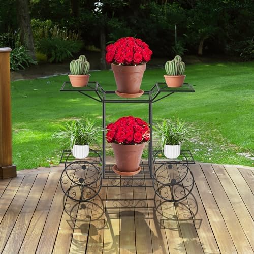 Sorbus® Garden Cart Stand & Flower Pot Plant Holder Display Rack, 6 Tiers, Parisian Style - Perfect for Home, Garden, Patio (Bronze)