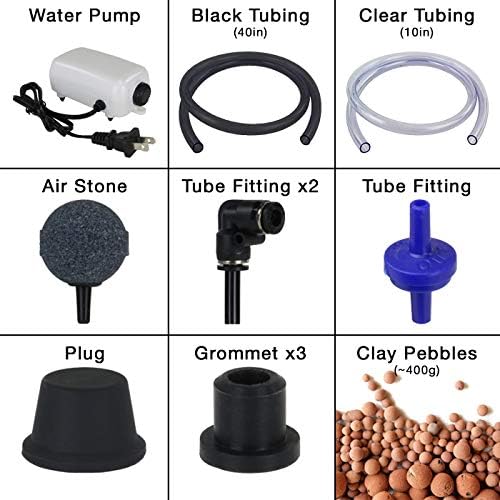 Grow1 Deep Water Culture 5 Gallon Complete Kit - DWC Hydroponic System with Air Pump