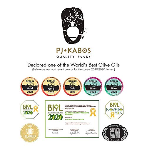 P.J. KABOS 2025/26 Harvest, Everyday Greek Extra Virgin Olive Oil, Kosher, Greece, Cold Extracted, 16.9 oz Tin, Koroneiki