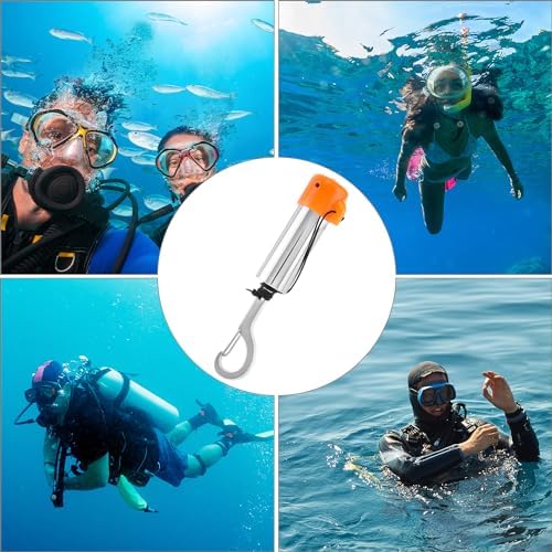 QWORK Scuba Diving Underwater Shaker with Clip, Non-Corrosive Metal Rattle Stick