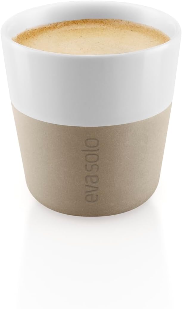 Eva Solo | 2 Lungo Tumbler Mugs | 8 oz Porcelain Coffee Cup Tumblers with Silicone-coated Grip | Danish Design, Functionality & Quality | Black