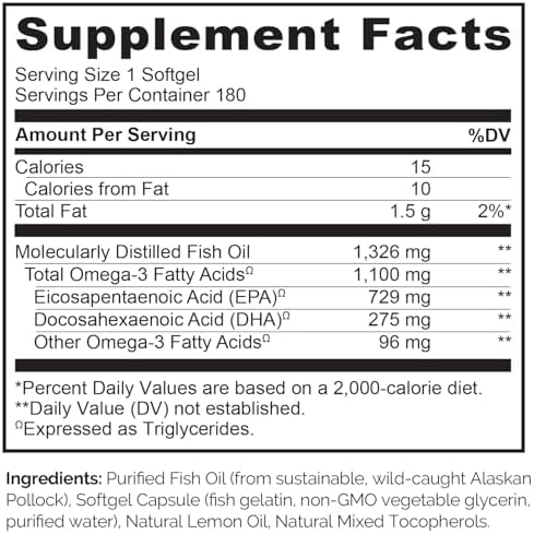 NATURELO Burpless Omega 3 Fish Oil Supplement, 1100mg, 60 Softgels | Triglyceride omega-3, omega 3 DHA EPA, liquid fish oil, 2 months supply