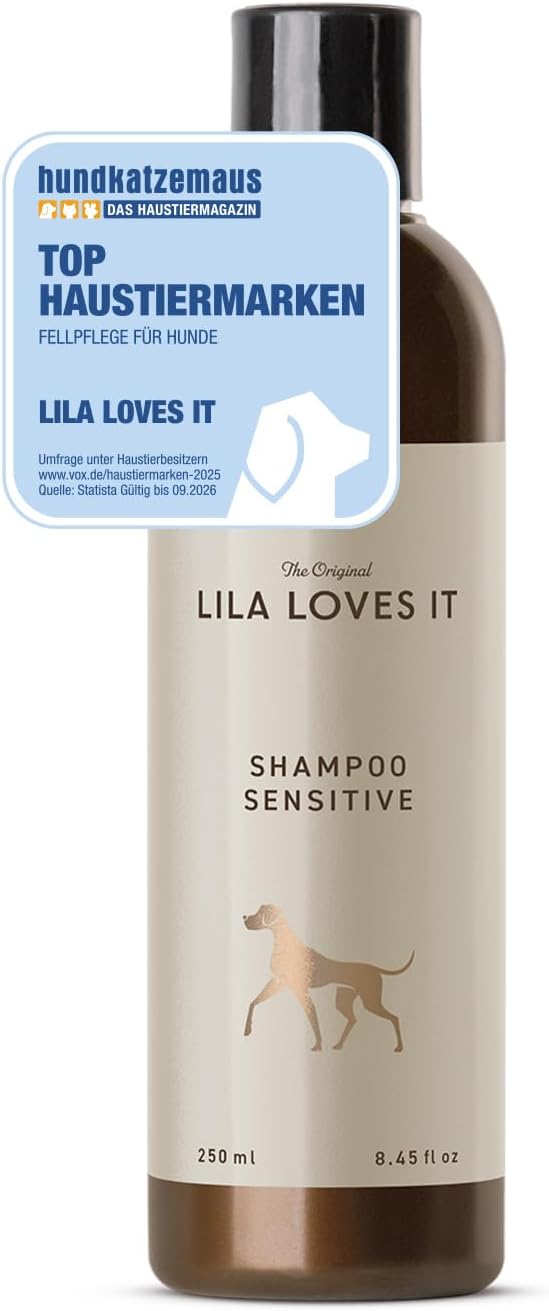 LILA LOVES IT Shampoo Sensitive for Dogs - Dog Shampoo with Aloe Vera, Almond Oil, Calendula and Camomile, moisturizing, Soothing and Gentle, 250 ml