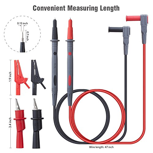 WG-011 Soft Silicone Test Lead and Safety Alligator Clips, Multimeter Test Leads Kit CAT III 1000V & CAT IV 600V with Threaded Alligator Clip