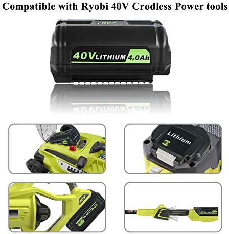 Replacement Battery for Ryobi 40v Battery OP4015 OP4050A OP4040 OP4050 Compatible with Ryobi 40V Cordless Power Tools, Capacity 4.0Ah