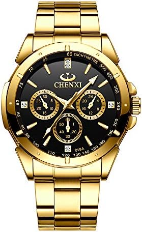 DREAMING Q&P Fq-005 Classic Style Gold Stainless Steel Mens Wrist Watches with Crystals for Man