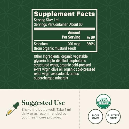 Selenium 200mcg- Selenium Supplement Drops Thyroid & Immune Support(2oz) | Global Healing Selenium Supplement-Similar to Selenium 200mcg Capsules