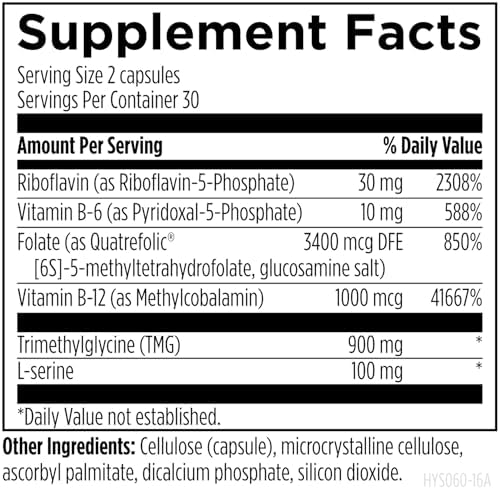 Designs for Health Homocysteine Supreme - Methylated B Vitamins with Riboflavin, B6, B12, Folate, L-Serine & TMG for Brain Support & Heart Health - Methylated Multivitamin (60 Capsules)