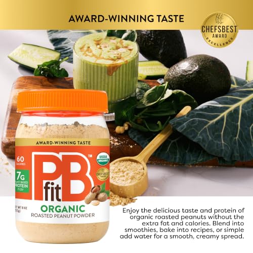 PBfit 30 Ounce Organic Peanut Butter Powder, Powdered Peanut Spread from Real Roasted Pressed Peanuts, 7g of Protein 7% DV, Gluten-Free, 60 calories, 87% less fat (Pack of 1)