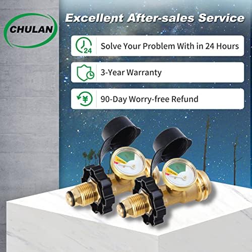 2 Pack POL Propane Tank Adapter with Gauge Converts POL LP Tank Service Valve to QCC1 / Type 1, Old to New Connection Type