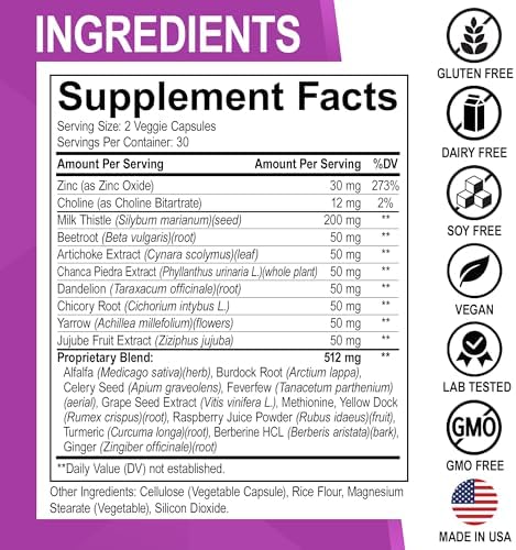 Liver Cleanse Detox Support Supplement - Complete Health Repair Pills with Artichoke, Berberine