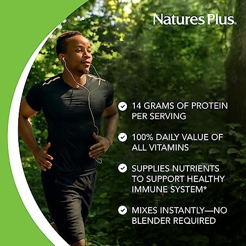 NaturesPlus SPIRU-TEIN, Vanilla - 1.06 lbs - Spirulina Protein Powder - Vitamins & Minerals for Energy - Vegetarian, Gluten Free - 16 Servings