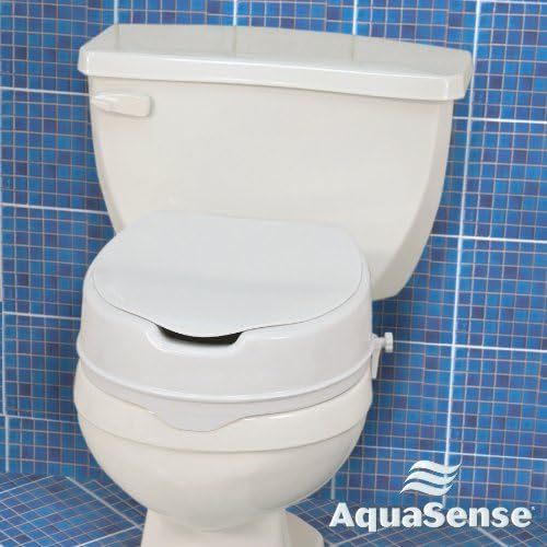 Drive Medical AquaSense Raised Toilet Seat with Lid, Standard Seat, White | Raised Toilet Seat with Lid Adds Comfortable Height for Easier, Safer Everyday Bathroom Use and Access
