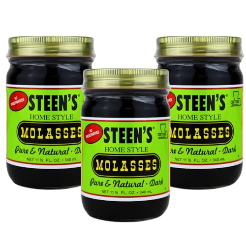 Steen's Home Style Molasses 11.5 oz - Rich, All-Natural Flavor for Baking and Cooking - 100% Pure & Natural - No Preservatives Homestyle - Hearty Flavor in Gingerbread, Cookies, Brown Sugar and Dark Rum (1 Pack)