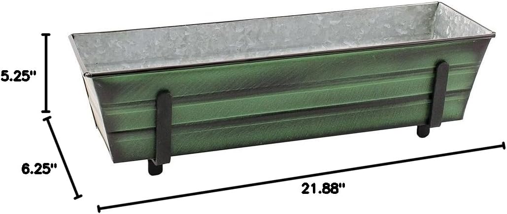 Achla Designs Galvanized Window Flower Box Planter-Green-Medium (24" L x 9.5" W x 7.5" H)