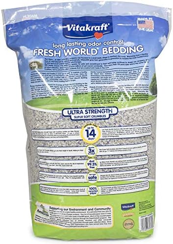 Vitakraft Fresh World Small Animal Bedding - Ultra Strength - Pet Bedding for Litter Boxes and Cages (16 L),Gray, 975 cu in