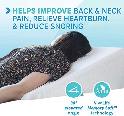 Bed Wedge Pillow Gel Memory Foam Top - Cooling Elevated Support Cushion for Lower Back Pain, Acid Reflux, Heartburn, Allergies