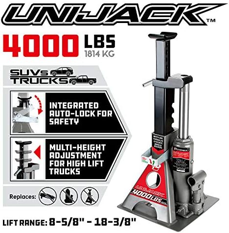 Powerbuilt 3 Ton, Bottle Jack and Jack Stands in One, 6000 Pound Capacity, All-in-One Car Lift, Heavy Duty Vehicle Unijack, Wide Base, 620471