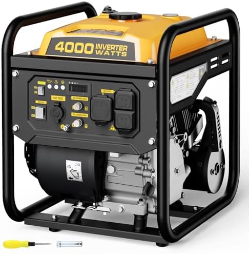 4000W Gas-Powered Inverter Generator, 208cc, Portable for Camping | 3200 running watts with under 3% THD, up to 9 hours at 25% load, a 30A outlet