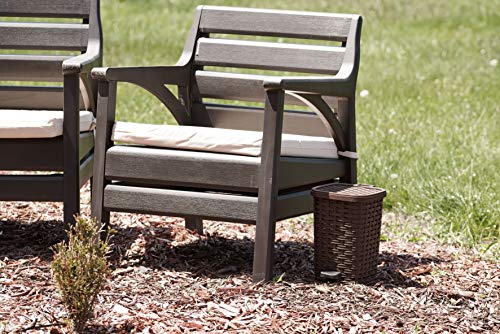 Superio Mini Trash Can with Foot Pedal Small Outdoor Garbage Can with Lid, 1.5 Gallon Plastic Waste Basket for Bathroom, Bedroom, Kitchen, Office, Patio (Wicker Brown 6 QT.)