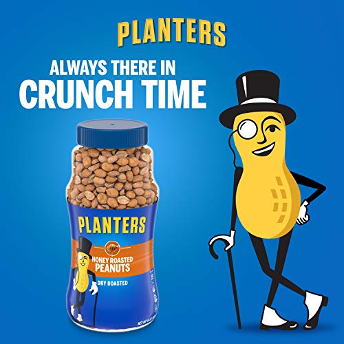 PLANTERS Honey Roasted Peanuts, Plant Based Protein Snacks, 16 Oz (1 Ct) | Roasted Sweet & Salty Nuts. Kosher. Resealable Jar. Snacks for Adults. Party Mix, Party Snacks