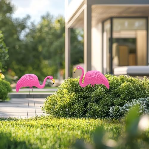 4E's Novelty 2 Pink Flamingos Yard Decorations - Extra Large 24" Flamingos Yard Ornaments - Pink Flamingos for Yard Sculptures & Statues - Lawn