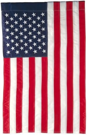 Evergreen American Flag 12x18 Double Sided | Patriotic House Flags For Outside Outdoor | Small American Flag Garden Size | Embroidered Stars and Stripes | USA Residential or Commercial