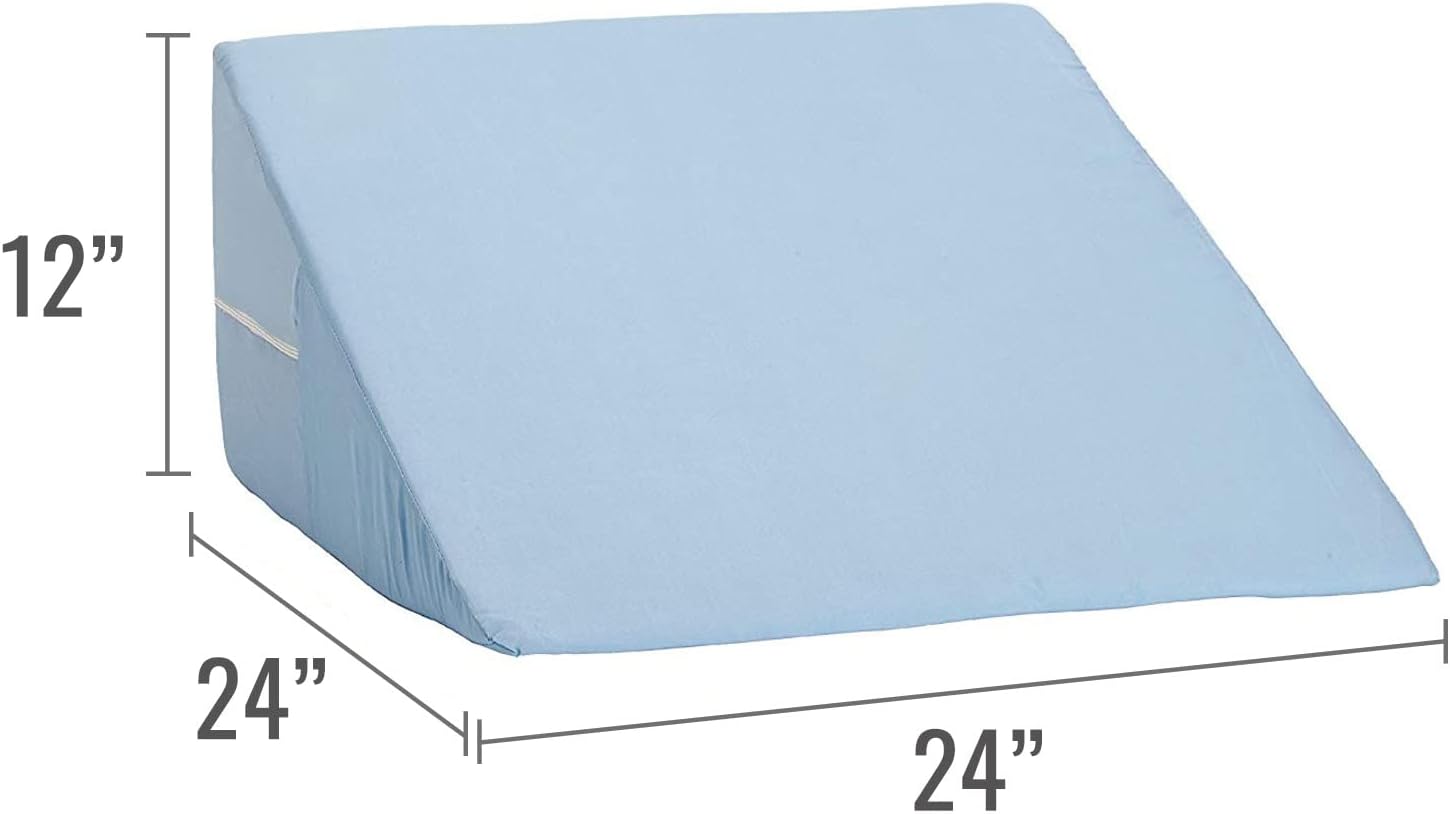 DMI Bed Wedge Pillow and Triangle Wedge with Elevated Incline for Neck Pain, Headaches, Shoulders, Back Pain, Foot Support, Knee Pain or Restless Leg Syndrome, 24x24x12 inches, White (Pack of 1)