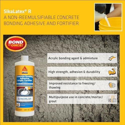 SIKA - SikaLatex R - Concrete Adhesive Glue, White - Admix for Portland-Cement Mortar/Concrete - Resistant to Freezing and thawing Damage - 1-Gallon (Pack of 1)