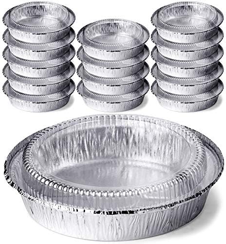 14 Round Aluminum Pans with Dome Lid, 9 Inch Heavy Duty Tin Foil Pans, Perfect for Reheating, Baking, Roasting, Meal Prep, To-Go Containers