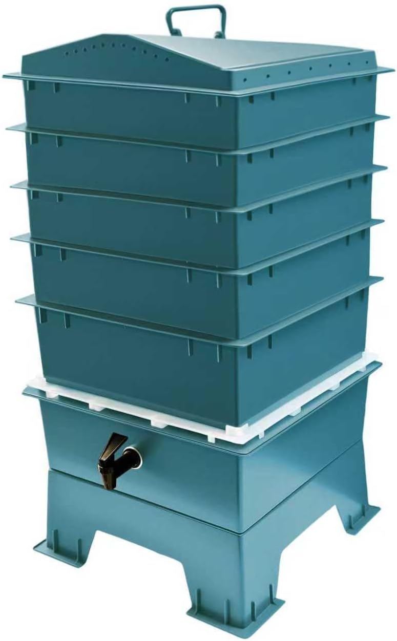 The Original VermiHut® Classic Model 5-Tray Worm Composter Bin – Indoor & Outdoor Vermicomposting System