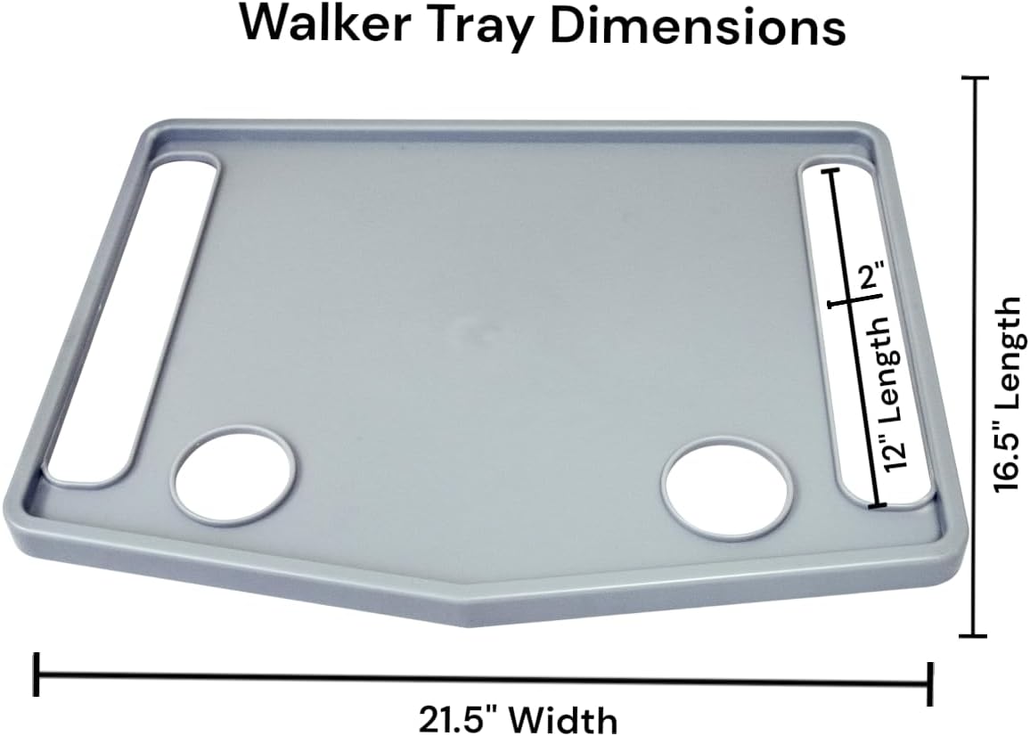 Essential Medical Supply Molded Walker Tray with 2 Cup Holders - Perfect for Mobility and Transport
