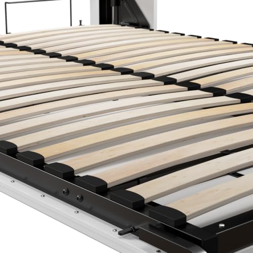 Bestar Versatile Queen Murphy Bed and 2 Closet Organizers with Doors (115W) in White