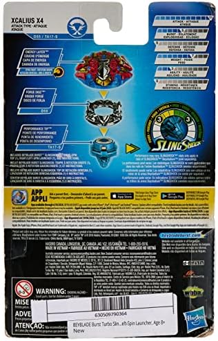 Beyblade Burst Turbo Slingshock Xcalius X4 Starter Pack - Battling Top and Right/Left-Spin Launcher, Age 8+