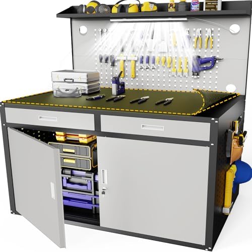 Eltean 48" Workbench, Heavy Duty 2500 LBS Capacity Work Benches for Garage | Work Bench with Drawers and Storage
