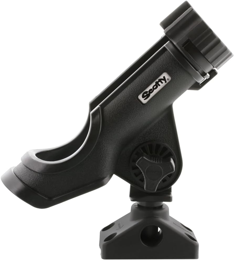 Scotty #230 Powerlock Rod Holder with #241 Side/Deck Mount, Adjustable Boat Fishing Rod Holder, Universal Cradle Design, Side or Deck Mount Installation, Marine-Grade Construction