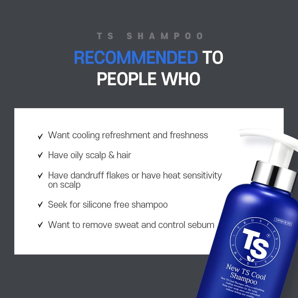 TS New TS Cool Shampoo | Cooling Korean Shampoo with Mint & Tea Tree Oil | Hair Loss Care with Dexpanthenol