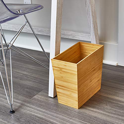 iDesign Rectangular Bamboo Waste Basket, The Formbu Collection – 10.5" x 5.75" x 10”, Natural Wood Finish | Natural Wood Finish