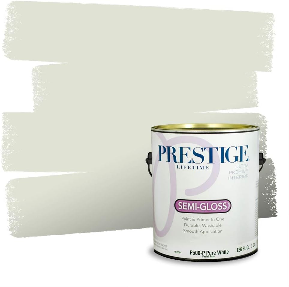 PRESTIGE Paints Exterior Paint and Primer In One, 1-Gallon, Semi-Gloss, Comparable Match of Behr* Intercoastal Gray*