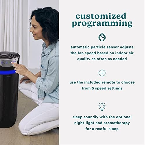 Homedics 5-in-1 UV-C Air Purifier - 360-Degree HEPA Filter for 1, 593 Sq Ft, Extra Large Air Purifiers for Bedroom and Home, Essential Oil Pads