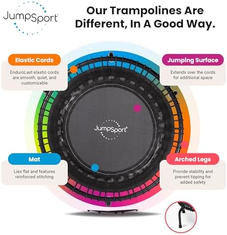 JumpSport 39" Premium Fitness Trampoline Exercise Rebounder 30 Adjustable Bungees 275 lb Wt. Rating