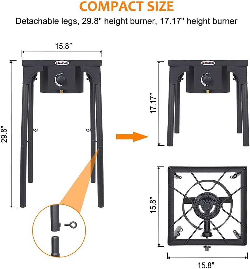 Camplux Camping Stove 2 Burners, Propane Burner 260,000 BTU, Heavy Duty Gas Stoves for Outdoor Cooking