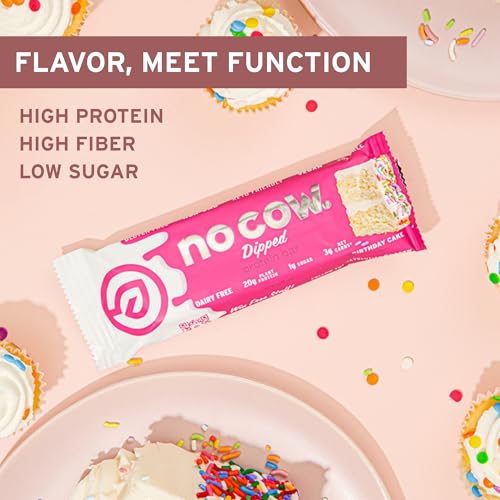 No Cow Peanut Butter Chocolate Chip Vegan Protein Bars, 12 Pack | 20g High Plant-Based Protein, High Fiber, Low Sugar, Gluten-Free, Dairy-Free, Soy-Free, Keto-Friendly Snack Bars